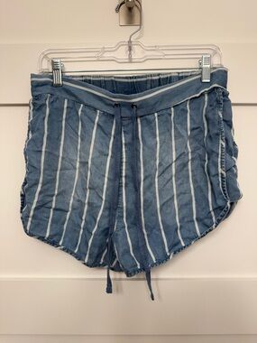Mossimo Supply Co. Blue & White Vertical Stripe Drawstring Shorts